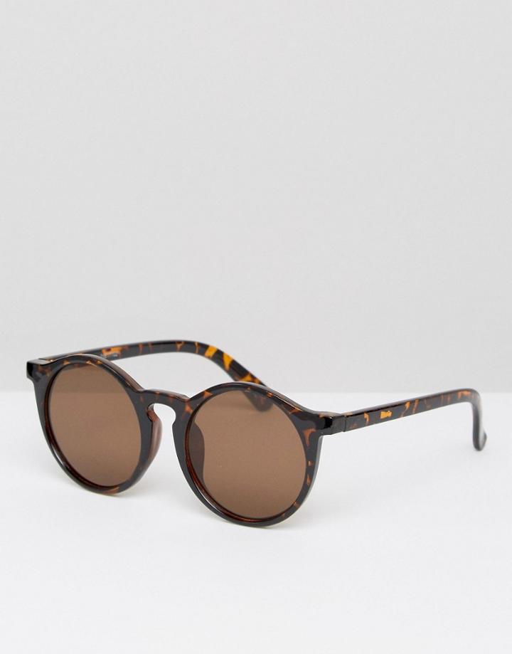 Asos Oversized Round Sunglasses In Tort - Brown