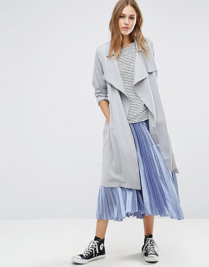 Poppy Lux Winnie Trench Coat - Gray