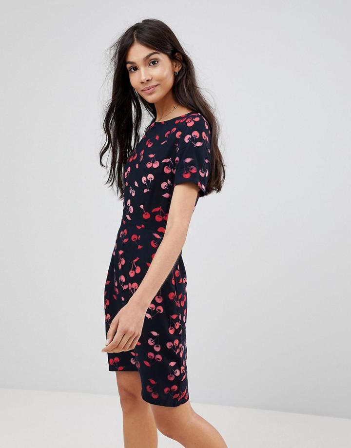Sugarhill Boutique Cherry Print Shift Dress - Navy