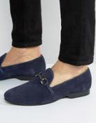 Frank Wright Bar Loafers Navy Suede - Blue