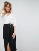 Asos Open Neck Blouse With Oversized Pocket - White