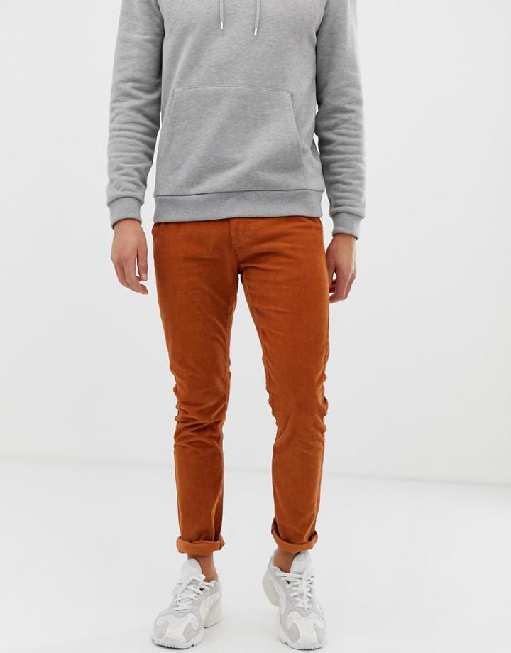 D-struct Slim Fit Cord Pants - Tan