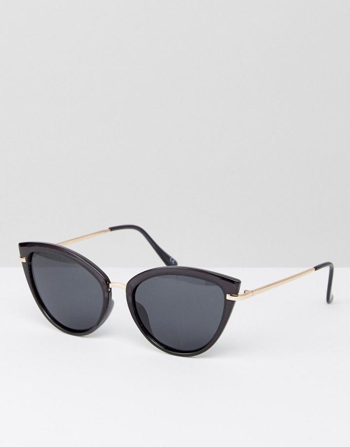 Asos Polarised Lens Metal Bridge Cat Eye Sunglasses With Rose Gold - Gold