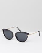 Asos Polarised Lens Metal Bridge Cat Eye Sunglasses With Rose Gold - Gold