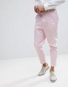 Asos Wedding Tapered Smart Pants In Pink Cotton Sateen - Pink