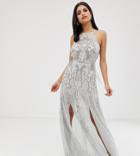Asos Design Tall Maxi Dress With Pinny Bodice And Embellished Artwork - Multi