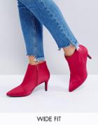 New Look Wide Fit Satin Mid Heeled Boot - Pink