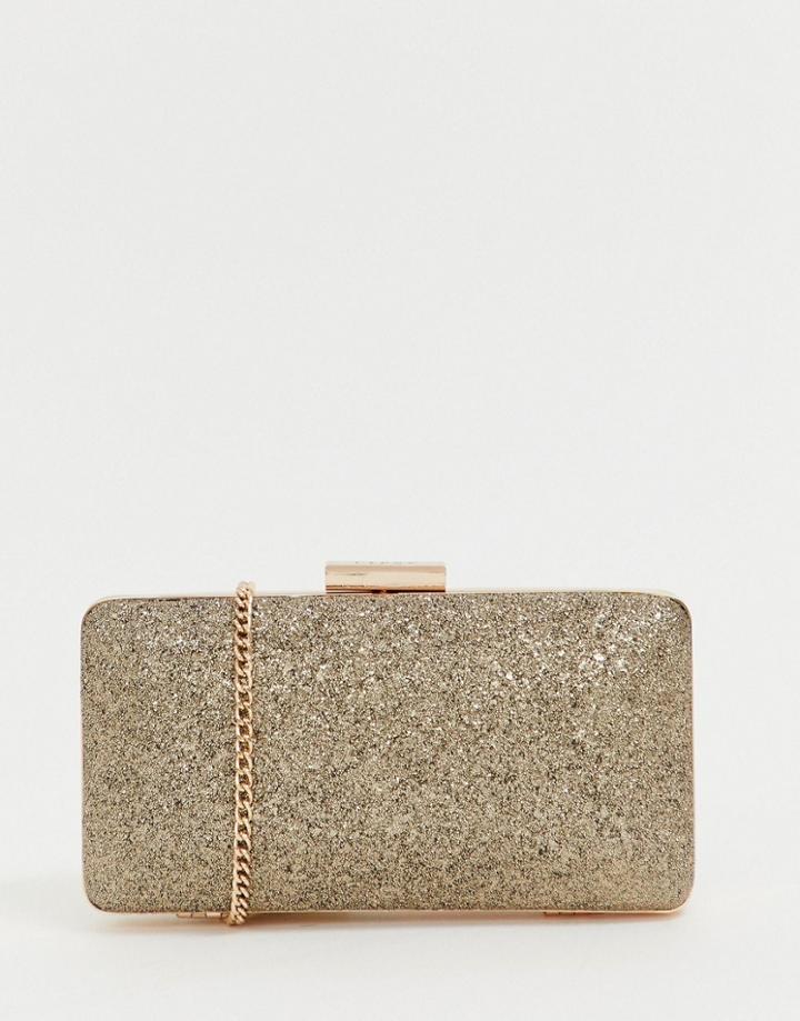 Lipsy Glitter Clutch Bag In Gold - Gold