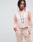 Asos Co-ord Hoodie With Raw Edges And Printed Tape - Pink