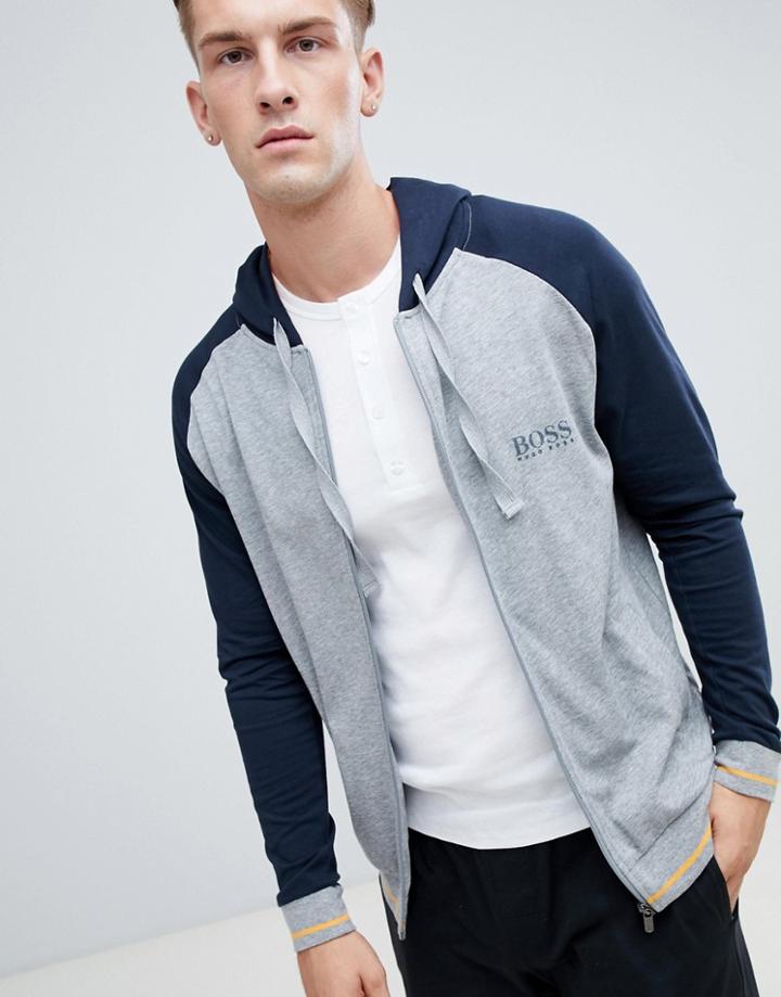 Boss Bodywear Authentic Zip Through Hooded College Jacket - Gray