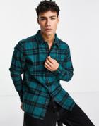 Hollister Flannel Shirt In Blue Check-green