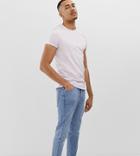 Asos Design Tall Crew Neck T-shirt With Roll Sleeve In Pink - Pink