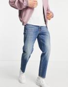Asos Design Classic Rigid Jeans In Dirty Dark Wash Blue-blues