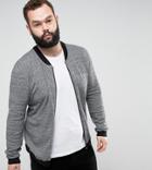 Asos Design Plus Knitted Cotton Bomber With Contrast Trims In Gray Twist - Gray