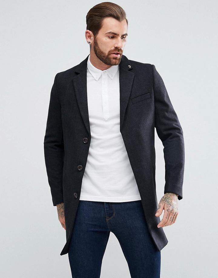 Farah Portobello Overcoat In Gray - Gray