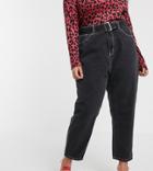 Liquor N Poker Plus Mom Jeans In Washed Black Two-piece