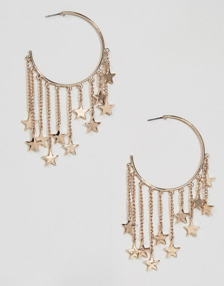 Steve Madden Festival Dangling Star Charm Hoop Earring - Gold