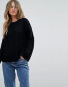 Brave Soul Mode Fisherman Sweater With Exaggerated Sleeve - Black