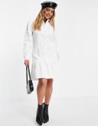 Na-kd Corduroy Mini Dress With Peplum Edge In White