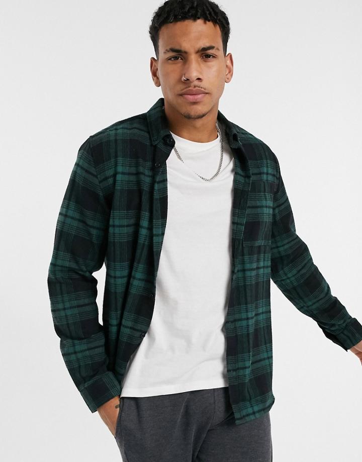 River Island Check Shirt In Green-black