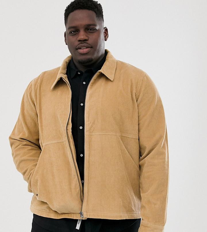 Another Influence Zip Through Cord Shacket-tan