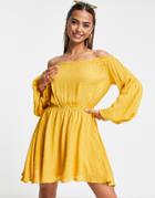 Urban Revivo Off The Shoulder Mini Dress In Yellow