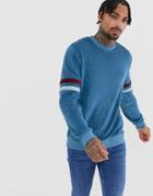 Asos Design Sweatshirt In Towelling With Contrast Sleeve Panels - Red