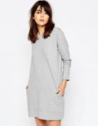 Asos Sweat Dress With Pockets - Gray