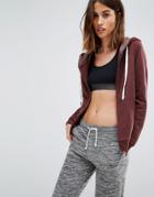 Vero Moda Zip Front Hoodie - Brown