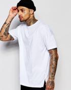 Asos Oversized Longline T-shirt With Side Zips In White - White