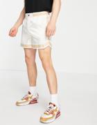 Siksilk Shorts In White With Taping Detail And All Over Logo Print