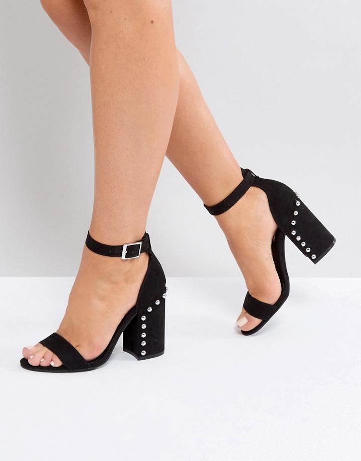Steve Madden Icey Faux Pearl Block Heeled Sandals - Black