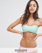 South Beach Pastel Mix And Match Soft Bandeau Bikini Top - Green