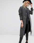 Religion Longline Trench Coat In Prince Of Wales Check - Multi
