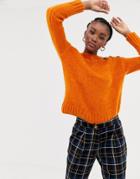 New Look Button Detail Sweater In Orange - Orange