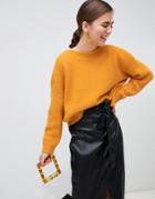 Monki Textured Oversized Sweater In Yellow - Yellow