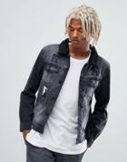 Cayler & Sons Denim Jacket In Black With Fleece Lining