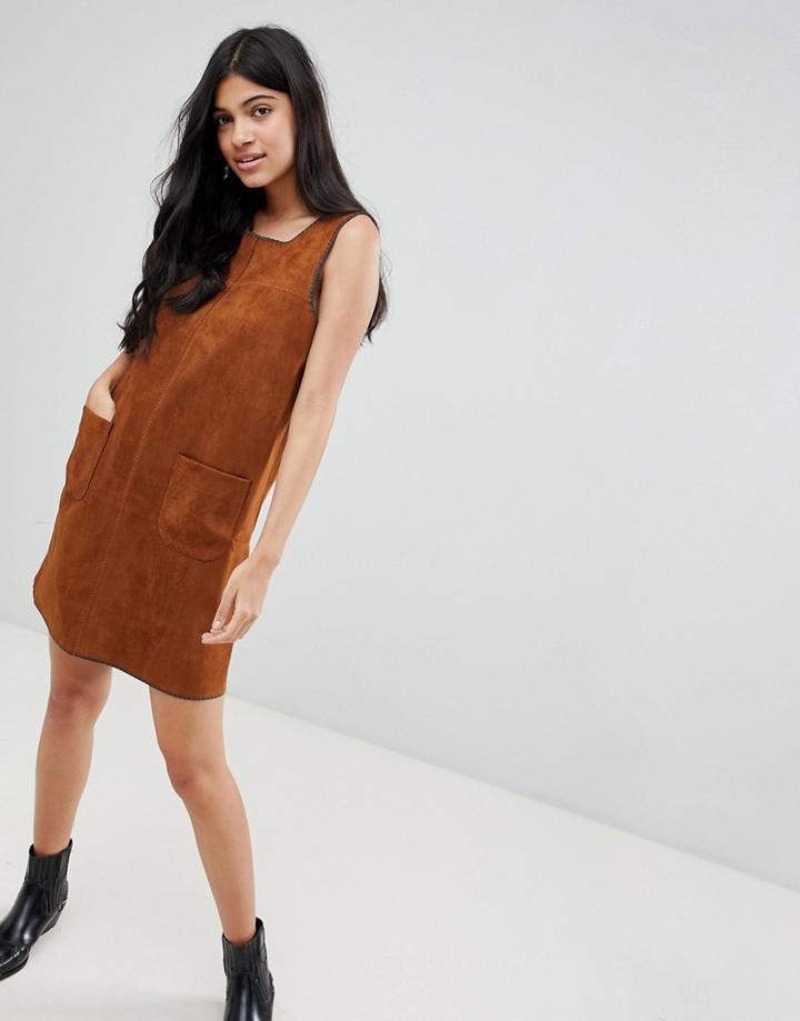 Deby Debo Kate Suedette Shift Dres - Brown