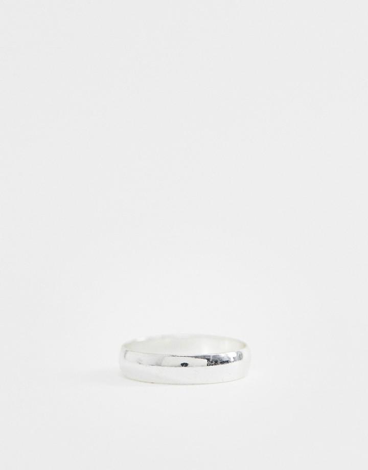 Asos Design Minimal Ring In Silver - Silver