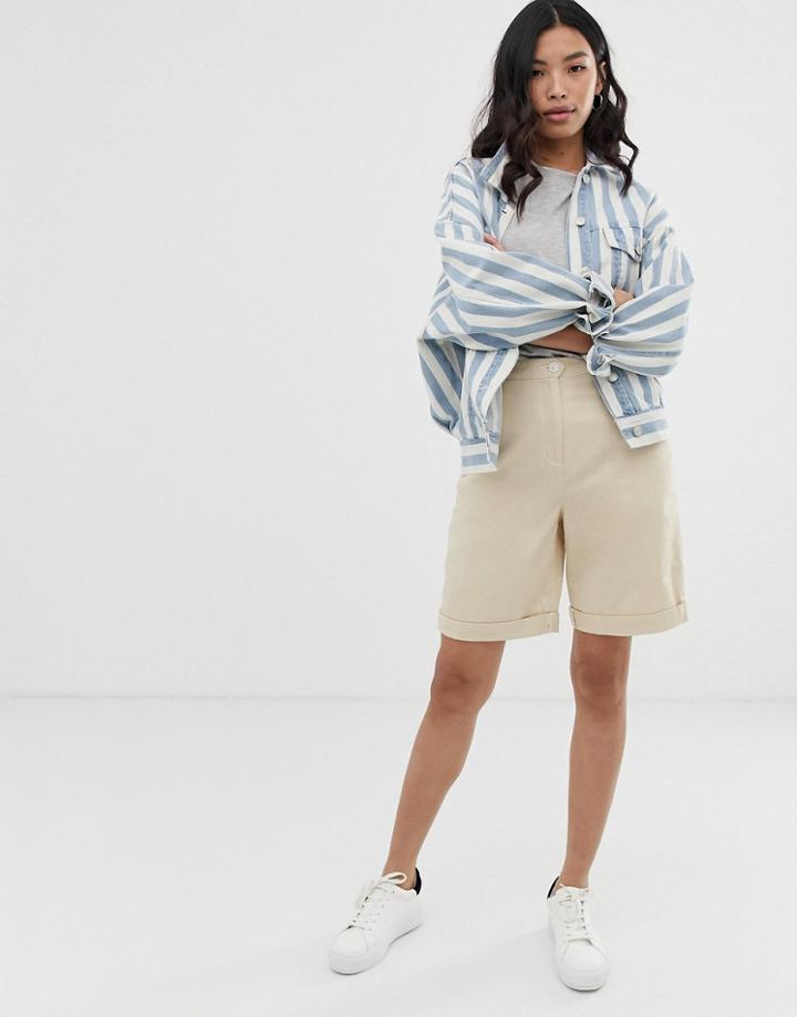 Asos Design Utility City Short In Bone - Cream