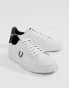 Fred Perry Leather Contrast Wreath Sneakers In White - White