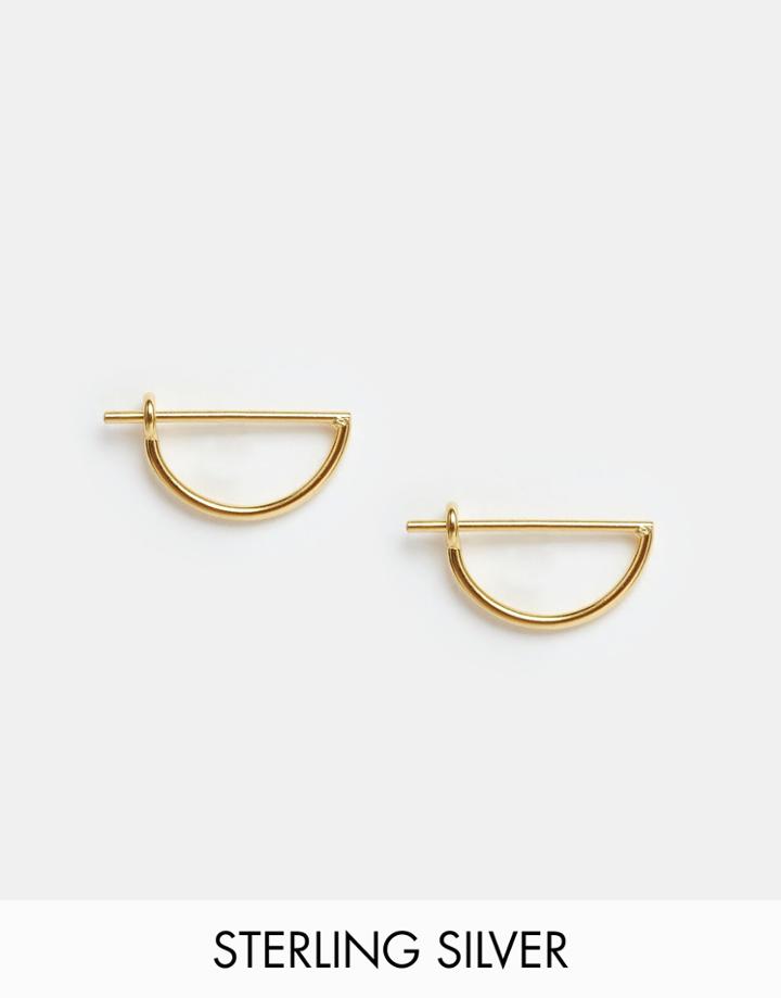 Asos Gold Plated Sterling Silver Mini Semi Circle Hoop Earrings - Gold