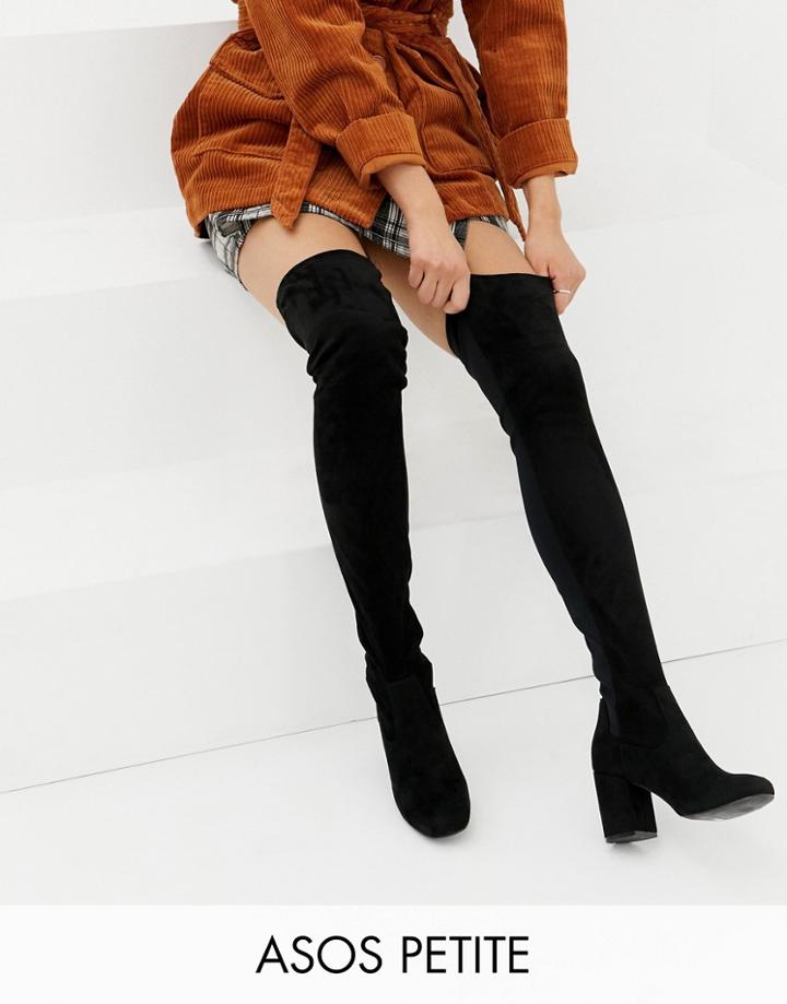 Asos Design Petite Kadi Heeled Over The Knee Boots - Black