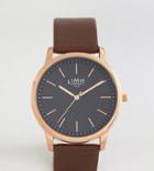 Limit Brown Leather Watch With Stripe Dial Exclusive To Asos - Brown