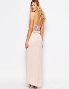 Elise Ryan Cami Strap Maxi Dress With Dipped Lace Back - Nude