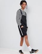 Asos Design Slim Overalls In Black With White Side Stripe - Black