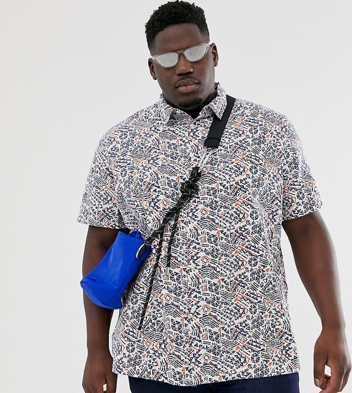 Asos Design Plus Relaxed 90s Print Shirt In Cotton-multi