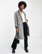 Jdy Double Breasted Coat In Black & White Check