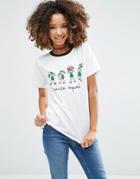 Asos Holidays T-shirt With Santa Squad Print - White