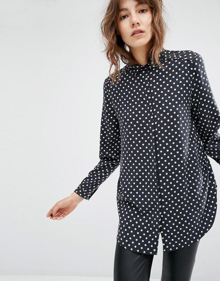 Suncoo Lars Polka Dot Shirt With Cropped Back - Multi